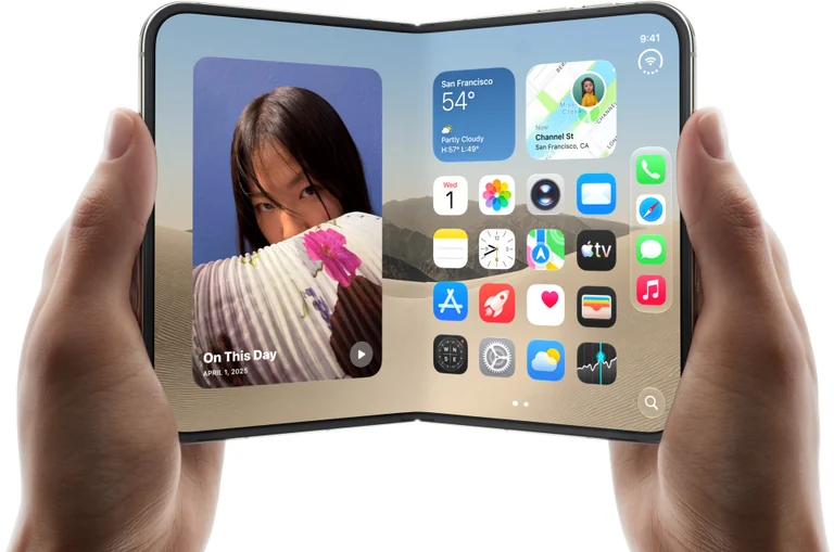 iPhone Duo แบบกางออก ภาพผลิตภัณฑ์จาก Apple